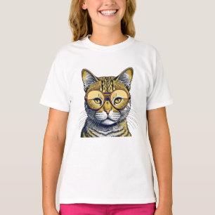 T-shirt Chat Kitty Cool avec des Lunettes