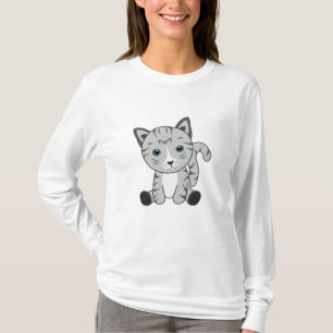 T-shirt Chat Kitty Gris Fourrure Nez mignon Animaux