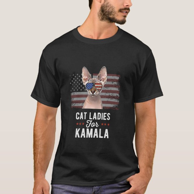 T-shirt Chat Ladies for Kamala Funny Chat 2024 Président K (Devant)