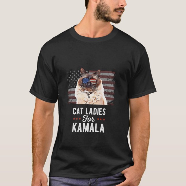 T-shirt Chat Ladies for Kamala Funny Chat 2024 Président K (Devant)