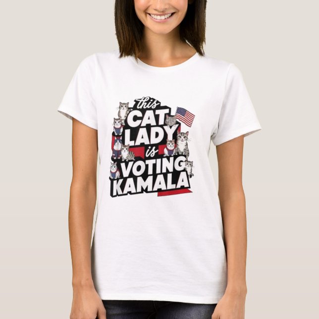 T-SHIRT CHAT LADIES POUR KAMALA (Devant)