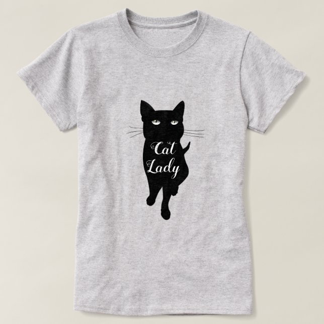 T-shirt Chat Lady chatte noire chat gothique (Design devant)