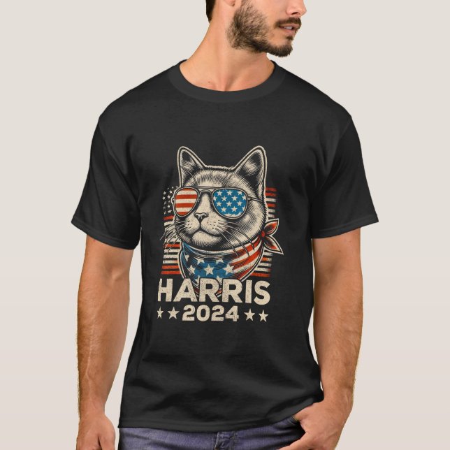 T-shirt Chat Lady Kamala Harris 2024 Harris 2024 T T Shirt (Devant)