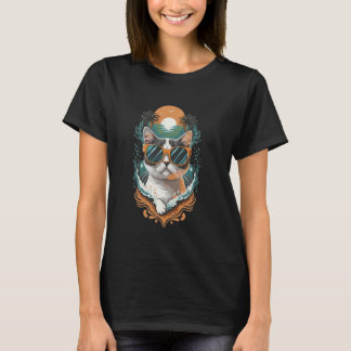 T-shirt Chat le plus cool avec des lunettes de soleil, cou