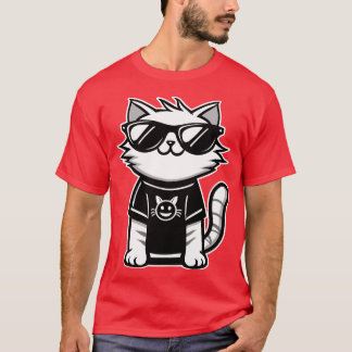 T-shirt Chat le plus frais du monde avec lunettes de solei