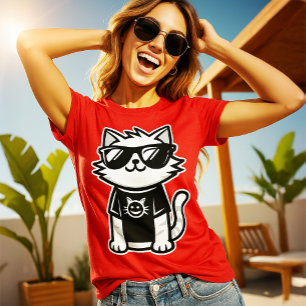 T-shirt Chat le plus frais du monde avec lunettes de solei