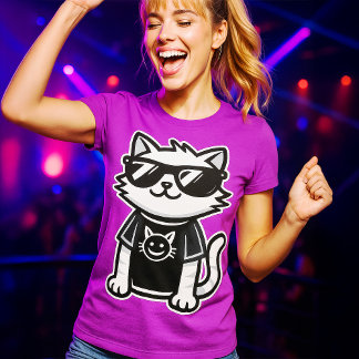 T-shirt Chat le plus frais du monde avec lunettes de solei