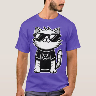T-shirt Chat le plus frais du monde avec lunettes de solei