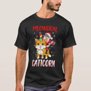 T-shirt Chat Licorne  Caticorne Chat Père Noël Lumières de