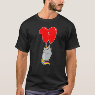 T-shirt Chat Licorne Mignon 11e Anniversaire Ballon pour