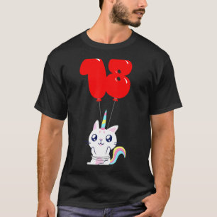 T-shirt Chat Licorne Mignon 18e Anniversaire Ballon En