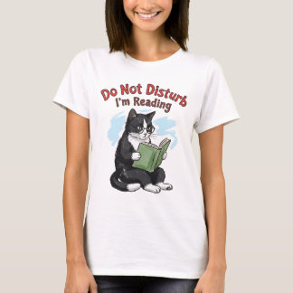 T-shirt Chat lisant un livre Ne pas déranger