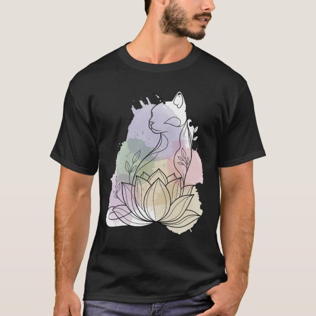 T-shirt Chat Lotus Zen (Devant)