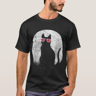 T-shirt Chat Lunettes de soleil Royaume-Uni Drapeau anglai