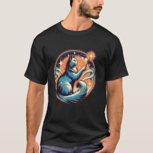 T-shirt Chat Magique avec Éléments Célestes Art 4
