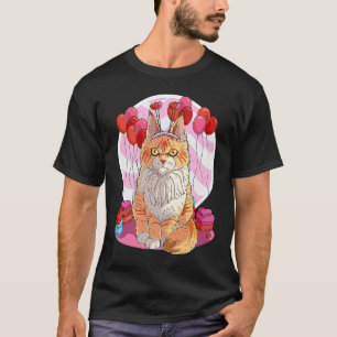 T-shirt Chat Maine Coon Coeur Décor Jour de la Saint-Valen