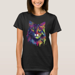 T-shirt Chat Maine-Coon coloré