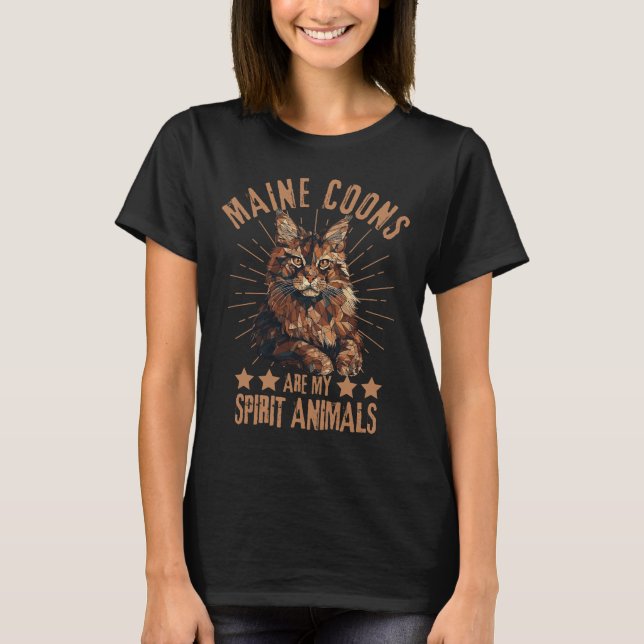 T-shirt Chat Maine-Coon géométrique (Devant)