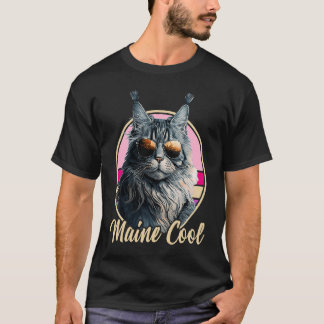T-shirt Chat Maine Coon tenue rétro Maine animal cool Kitt