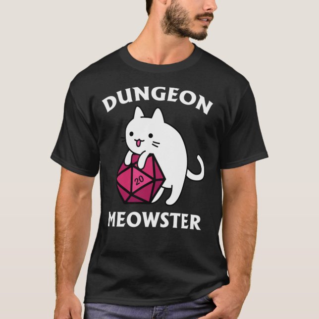 T-shirt Chat-maître DnD Dungeon avec D20 (Devant)