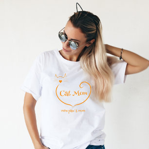 T-shirt Chat Maman Amour Forme et Orange Simple Script