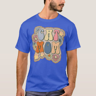 T-shirt Chat Maman Animal Paw Vintage Retro Daisy Fleur Su