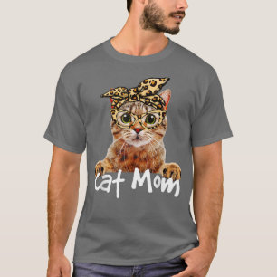 T-shirt Chat Maman Bonne Fête Des Mères Pour Chat Leopard