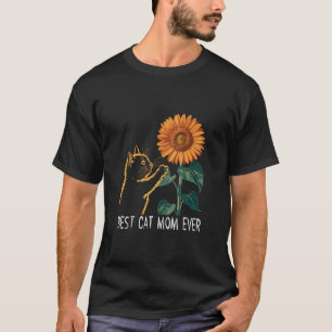 T-shirt Chat Maman Été Chat Tournesol Papillon Et Chat Et
