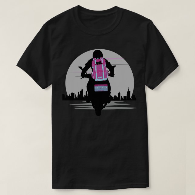 T-shirt Chat maman moto vie chat (Design devant)