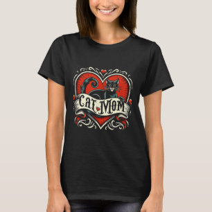 T-shirt Chat Maman Tatouage Vintage Style Drôle Tatouage A