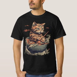 T-shirt chat mange Ramen, Vague de Kanawaga