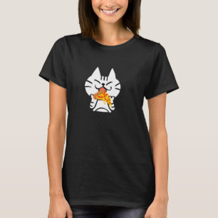 T-shirt chat mangeant de la pizza, drôle de chat mignon pi