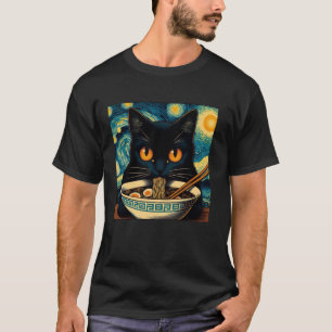 T-shirt Chat Mangeant des Ramen, Nuit Étoilée Van Gogh, Am