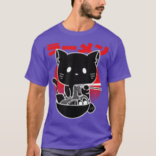 T-shirt Chat Manger des nouilles Japonais esthétique Ramen