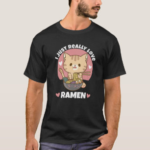 T-shirt Chat Manger Ramen Noodle Femmes Hommes Ado Garçon 