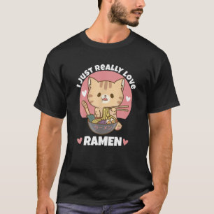 T-shirt Chat Manger Ramen Noodle Femmes Hommes Ado Garçon 