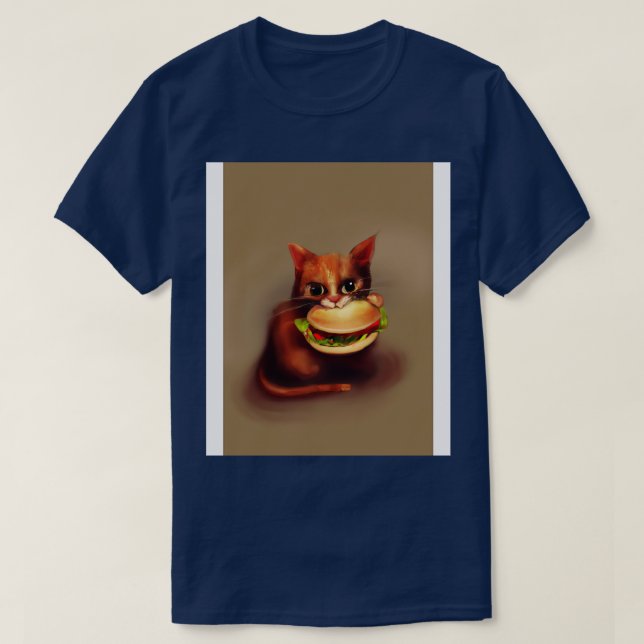 T-shirt Chat mangeur Burger 2 (Design devant)
