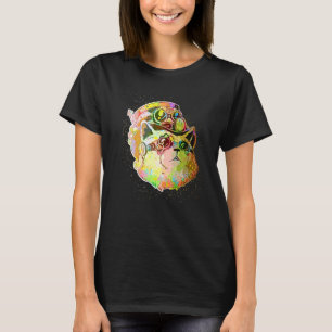 T-shirt Chat mécanique Steampunk éclaboussure de peinture