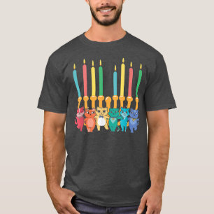 T-shirt Chat Menorah Hanoukka Chanukah Pajama Costume Pour