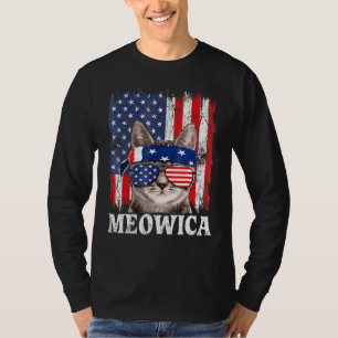 T-shirt Chat Meowica de style vintage 4 juillet Fla améric