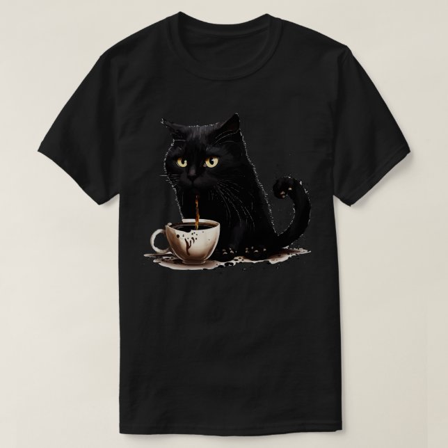 T-shirt chat mère amateur de café 38 (Design devant)