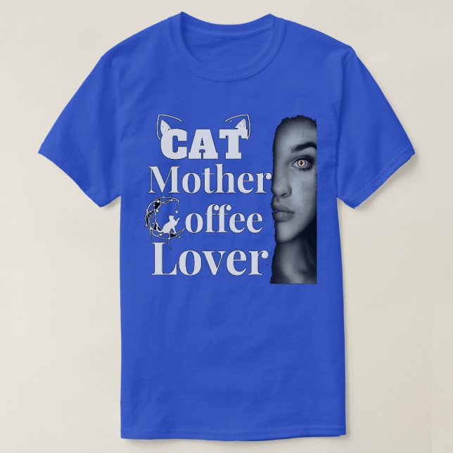 T-shirt chat mère amateur de café 84 (Design devant)