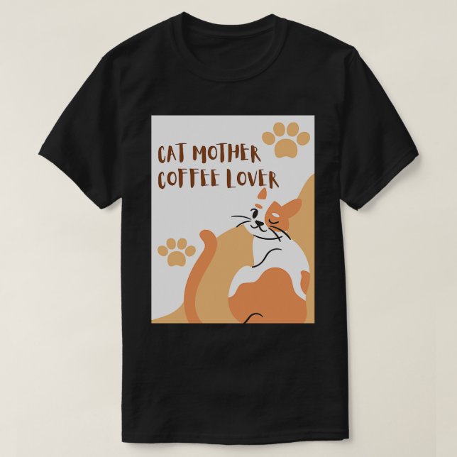 T-shirt chat mère amateur de café 86 (Design devant)