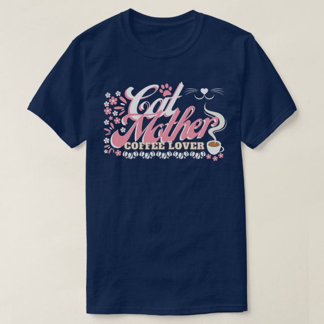 T-SHIRT CHAT MÈRE CHEMISE AMOUREUSE DU CAFÉ (Design devant)