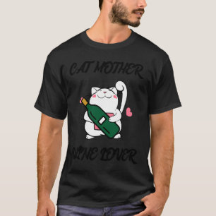 T-shirt Chat Mère Vin Cool Vin Verre Vin Bouteille