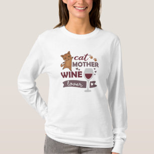 T-shirt Chat Mère Vin Lover Chats Red Wine Love