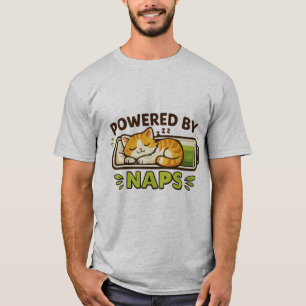 T-shirt Chat Mignon Alimenté par des Siestes Drôle de Chat