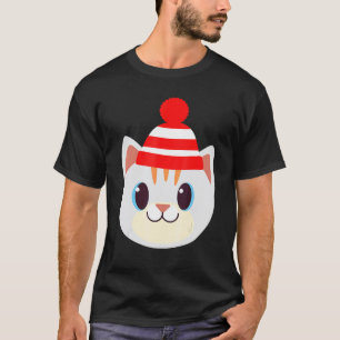 T-shirt Chat Mignon Avec Béret Beany Chapeau Chaud Laine H