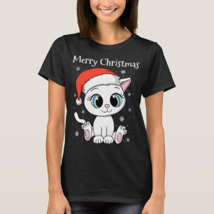 T-shirt Chat mignon avec chapeau de Père Noël Joyeux Noël