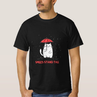 T-shirt Chat mignon avec parapluie "Sourires debout grand"